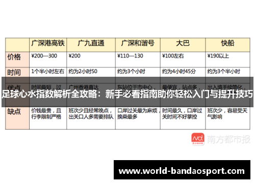 足球心水指数解析全攻略：新手必看指南助你轻松入门与提升技巧